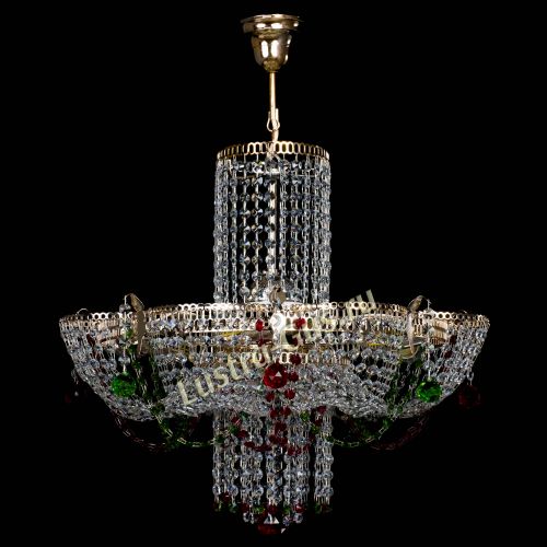 Люстра Камея №6 подвесная красно-зеленая в Подольске Гусь Хрустальный