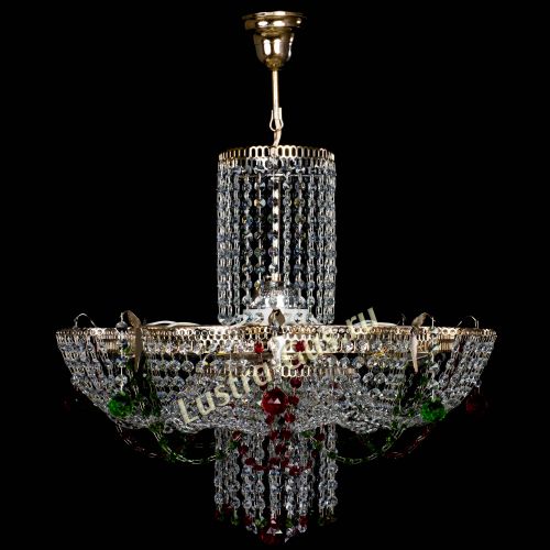 Люстра Камея №6 подвесная красно-зеленая в Подольске Гусь Хрустальный