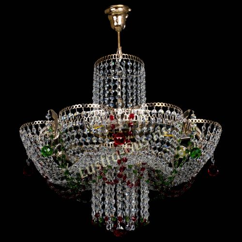 Люстра Камея №6 подвесная красно-зеленая в Подольске Гусь Хрустальный