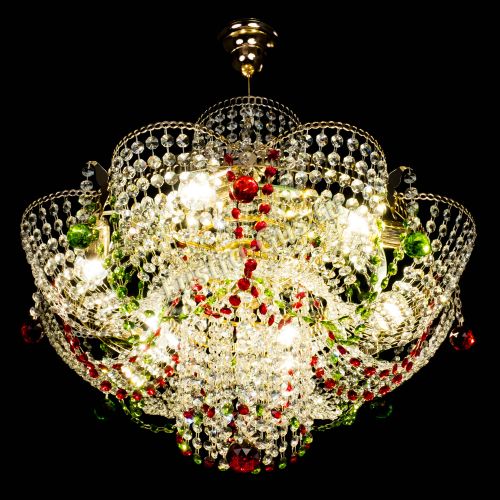 Люстра Камея №6 подвесная красно-зеленая в Подольске Гусь Хрустальный