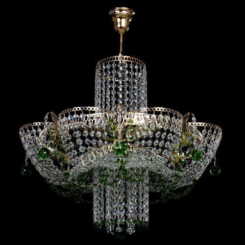 Люстра Камея №6 подвесная зеленая в Подольске Гусь Хрустальный