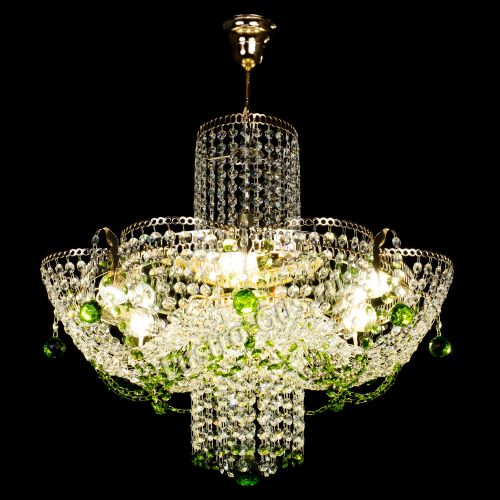 Люстра Камея №6 подвесная зеленая в Подольске Гусь Хрустальный