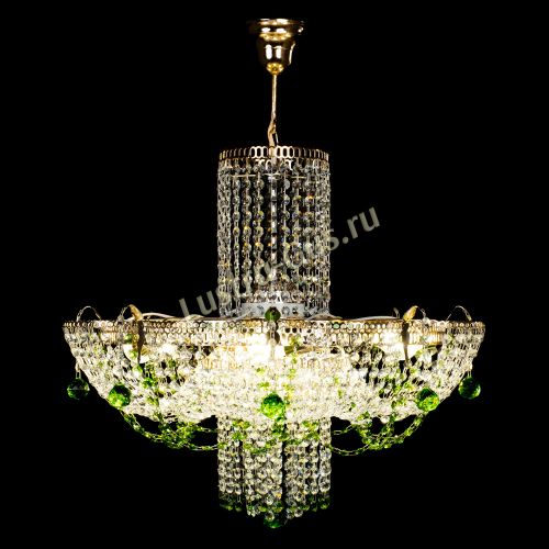 Люстра Камея №6 подвесная зеленая в Подольске Гусь Хрустальный
