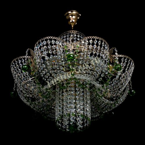 Люстра Камея №6 подвесная зеленая в Подольске Гусь Хрустальный