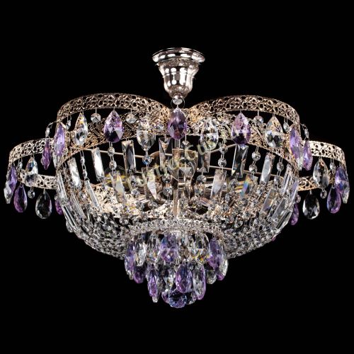 Люстра Камея Флора №5 с подвесом Фиолетовая в Подольске Гусь Хрустальный
