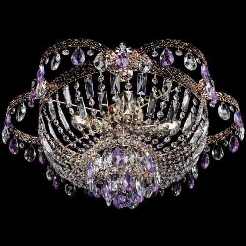 Люстра Камея Флора №5 с подвесом Фиолетовая в Подольске Гусь Хрустальный