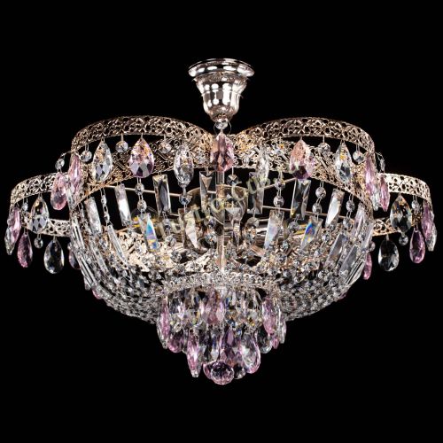 Люстра Камея Флора №5 с подвесом Розовая в Подольске Гусь Хрустальный