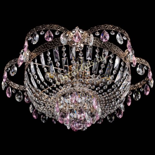 Люстра Камея Флора №5 с подвесом Розовая в Подольске Гусь Хрустальный