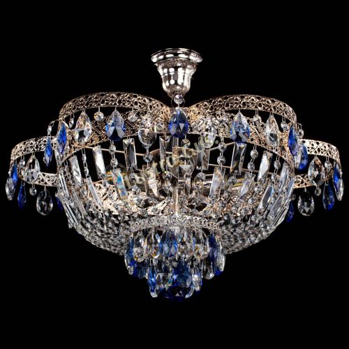 Люстра Камея Флора №5 с подвесом Синяя в Подольске Гусь Хрустальный