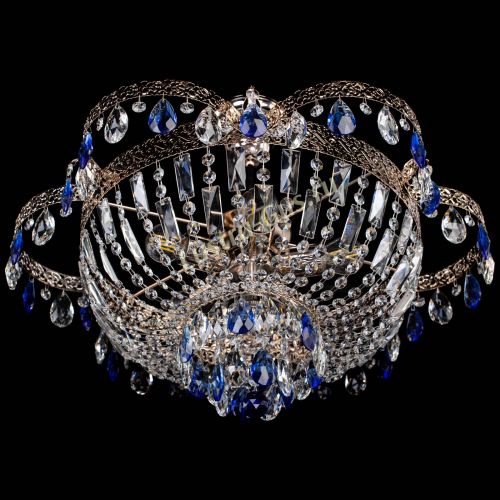 Люстра Камея Флора №5 с подвесом Синяя в Подольске Гусь Хрустальный