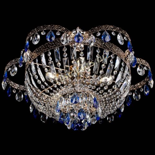 Люстра Камея Флора №5 с подвесом Синяя в Подольске Гусь Хрустальный