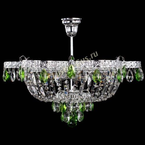 Люстра Камея Флора №5 с подвесом Зеленая в Подольске Гусь Хрустальный
