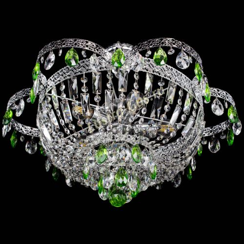 Люстра Камея Флора №5 с подвесом Зеленая в Подольске Гусь Хрустальный