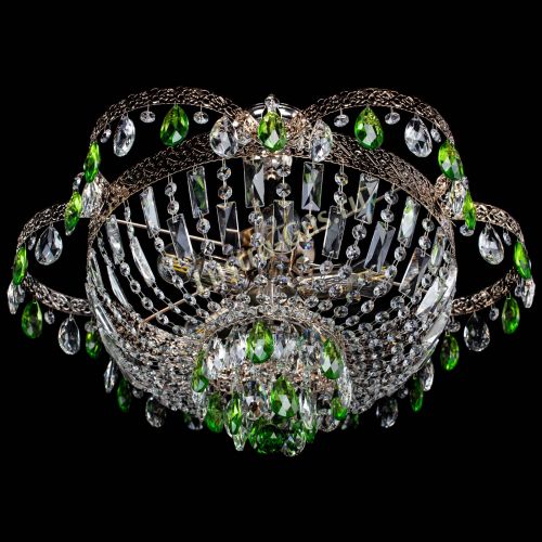 Люстра Камея Флора №5 с подвесом Зеленая в Подольске Гусь Хрустальный