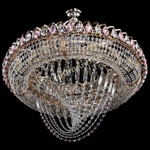 Люстра Кольцо Классика Веер №8 розовая в Подольске Гусь Хрустальный