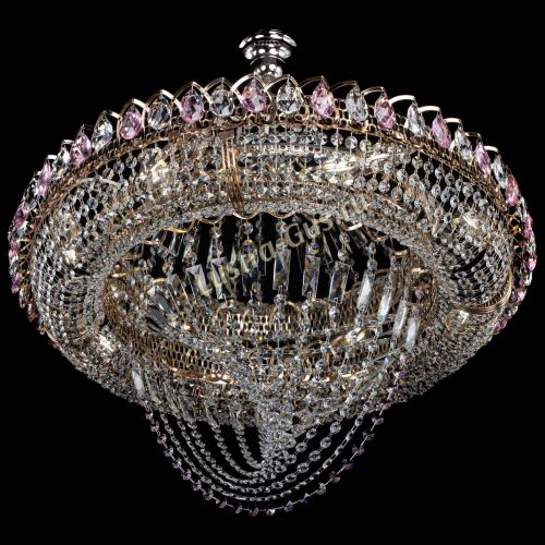 Люстра Кольцо Классика Веер №8 розовая в Подольске Гусь Хрустальный