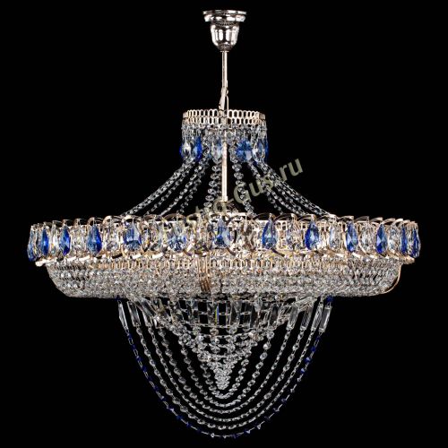 Люстра Кольцо Классика Веер №8 синяя в Подольске Гусь Хрустальный