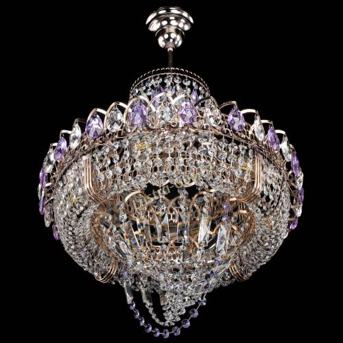 Люстра Кольцо Классика Веер фиолетовая в Подольске Гусь Хрустальный