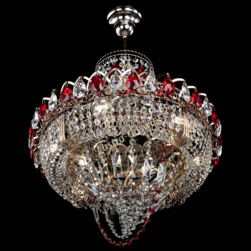 Люстра Кольцо Классика Веер красная в Подольске Гусь Хрустальный