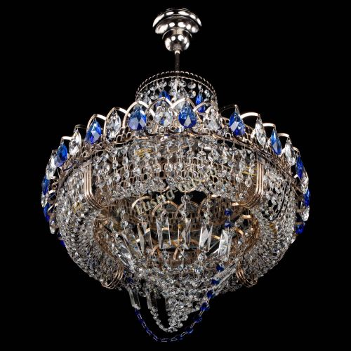 Люстра Кольцо Классика Веер синяя в Подольске Гусь Хрустальный