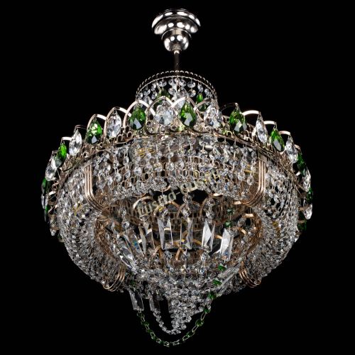Люстра Кольцо Классика Веер зеленая в Подольске Гусь Хрустальный