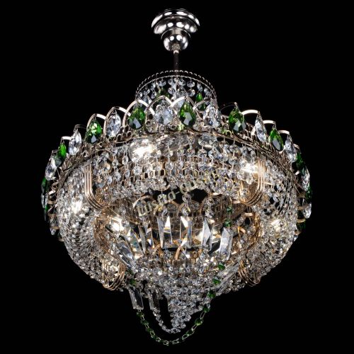 Люстра Кольцо Классика Веер зеленая в Подольске Гусь Хрустальный