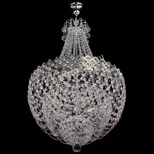 Люстра Корона №5 с подвесом Розовая в Подольске Гусь Хрустальный