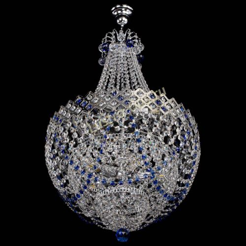 Люстра Корона №5 с подвесом Синяя в Подольске Гусь Хрустальный