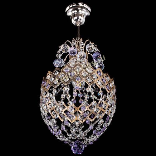 Люстра Корона №6 фиолетовая в Подольске Гусь Хрустальный