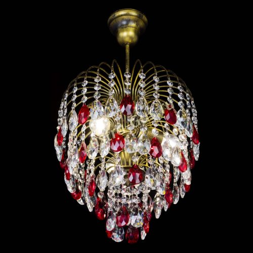 Люстра Лора №3 под бронзу красная в Подольске Гусь Хрустальный