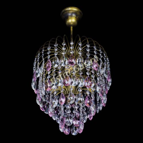 Люстра Лора №3 под бронзу розовая в Подольске Гусь Хрустальный