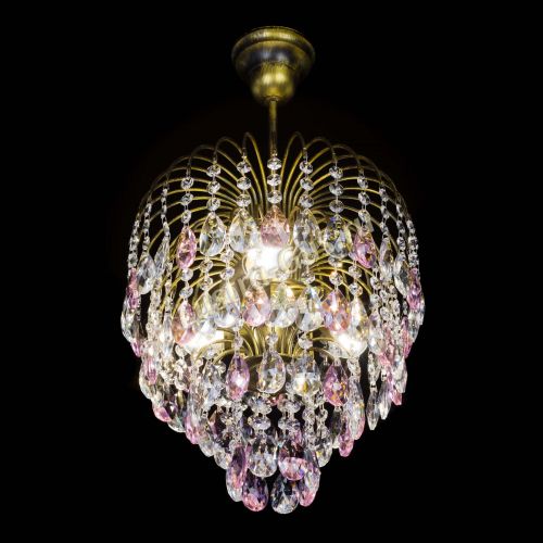 Люстра Лора №3 под бронзу розовая в Подольске Гусь Хрустальный