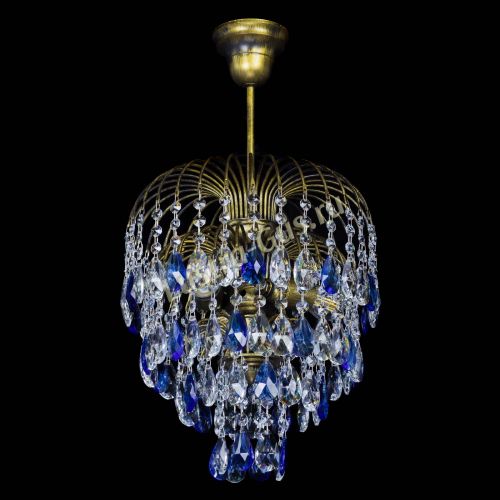 Люстра Лора №3 под бронзу синяя в Подольске Гусь Хрустальный
