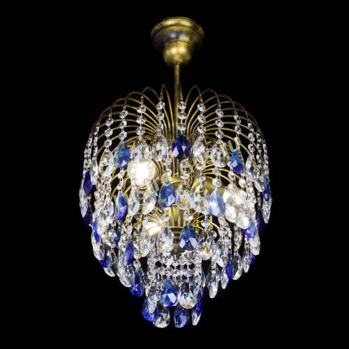 Люстра Лора №3 под бронзу синяя в Подольске Гусь Хрустальный