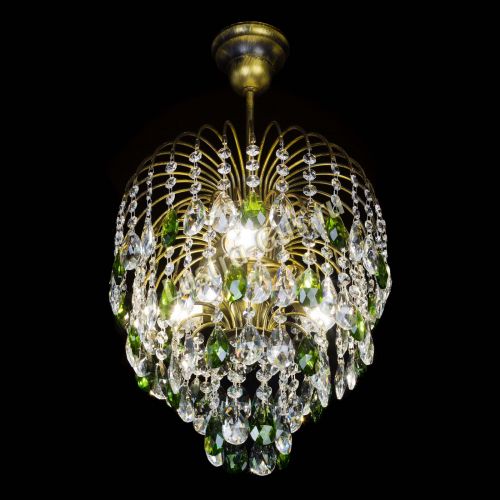 Люстра Лора №3 под бронзу зеленая в Подольске Гусь Хрустальный