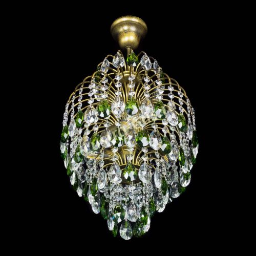 Люстра Лора №3 журавлик Зеленая под бронзу в Подольске Гусь Хрустальный