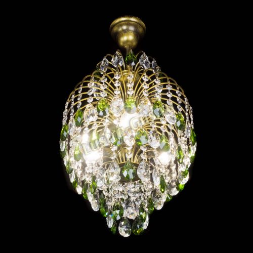 Люстра Лора №3 журавлик Зеленая под бронзу в Подольске Гусь Хрустальный