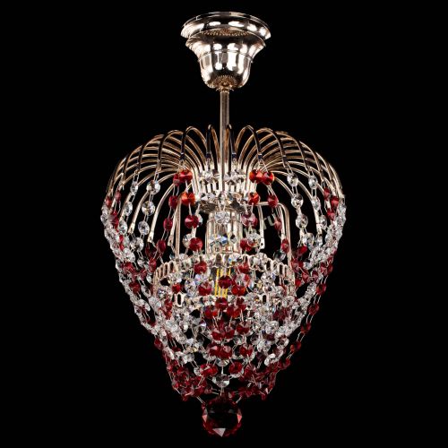 Люстра Малинка обтикон красная в Подольске Гусь Хрустальный