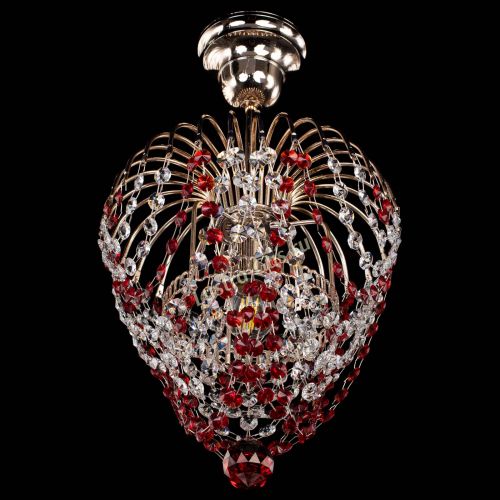Люстра Малинка обтикон красная в Подольске Гусь Хрустальный
