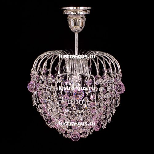 Люстра Малинка шар розовая в Подольске Гусь Хрустальный