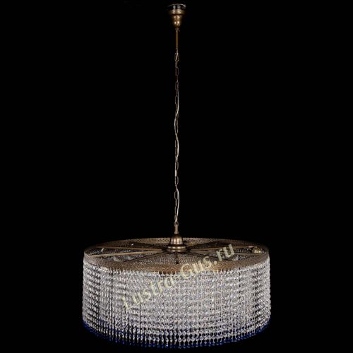 Люстра Милан капель №10 под бронзу синяя с подвесом в Подольске Гусь Хрустальный