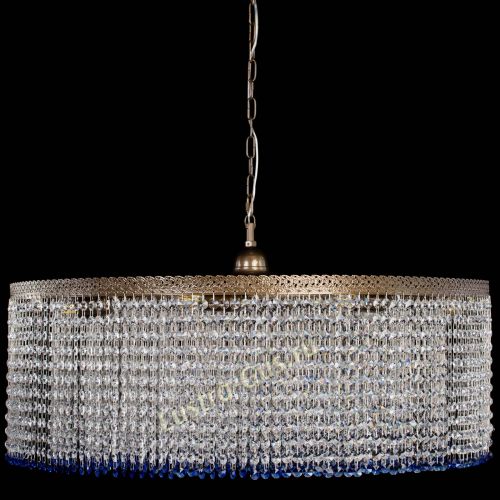 Люстра Милан капель №10 под бронзу синяя с подвесом в Подольске Гусь Хрустальный