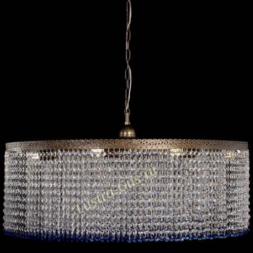 Люстра Милан капель №10 под бронзу синяя с подвесом в Подольске Гусь Хрустальный