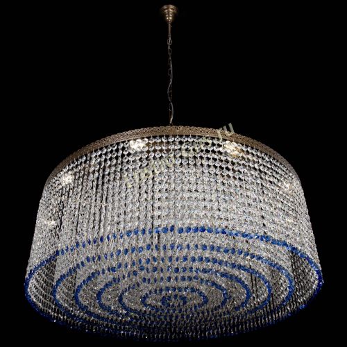 Люстра Милан капель №10 под бронзу синяя с подвесом в Подольске Гусь Хрустальный