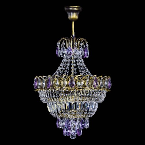 Люстра Ника подвесная Фиолетовая под бронзу в Подольске Гусь Хрустальный