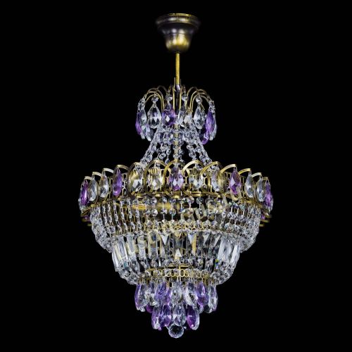 Люстра Ника подвесная Фиолетовая под бронзу в Подольске Гусь Хрустальный