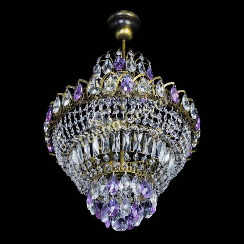 Люстра Ника подвесная Фиолетовая под бронзу в Подольске Гусь Хрустальный
