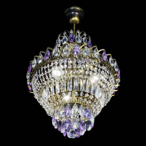 Люстра Ника подвесная Фиолетовая под бронзу в Подольске Гусь Хрустальный