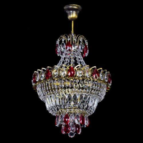 Люстра Ника подвесная Красная под бронзу в Подольске Гусь Хрустальный