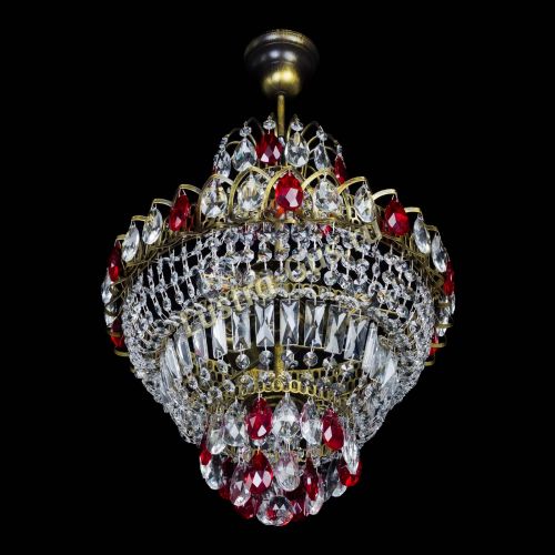 Люстра Ника подвесная Красная под бронзу в Подольске Гусь Хрустальный